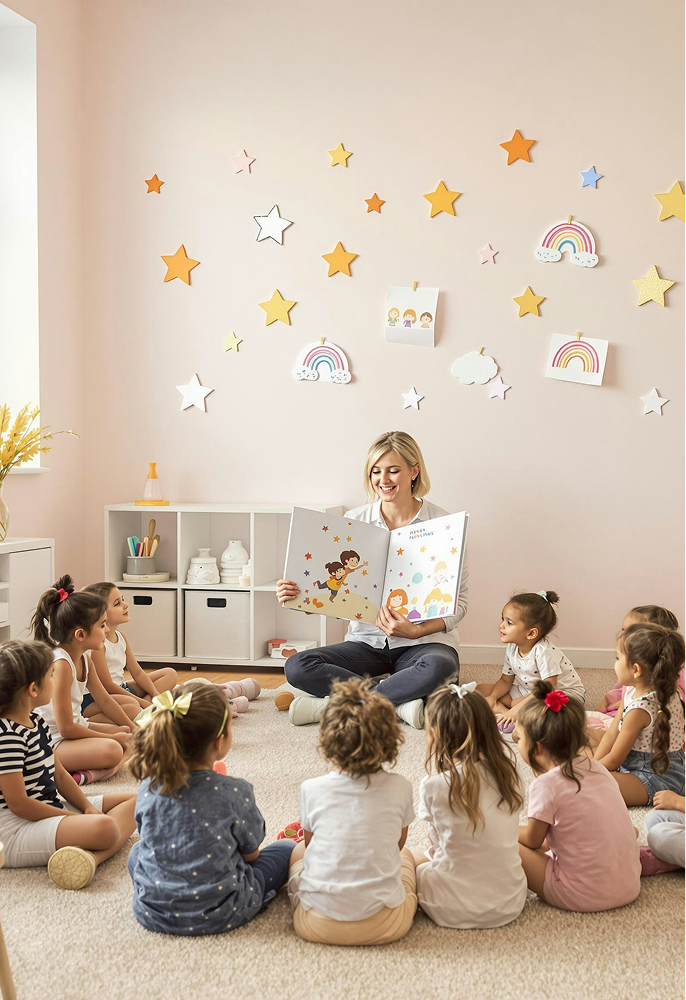 Visual representation of Storytelling use case for AI voice generator